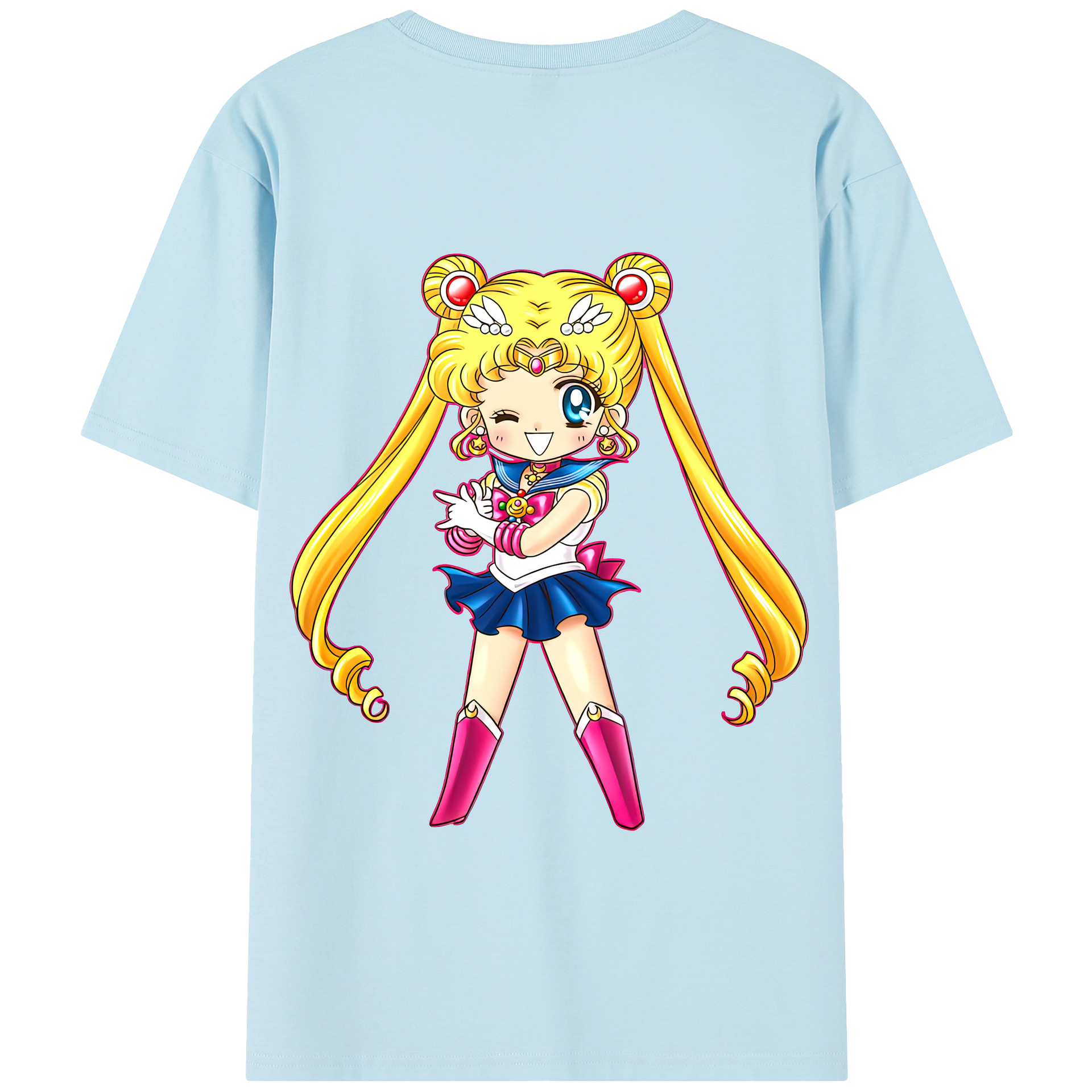 （画像用） 美少女戦士セーラームーン 月野 うさぎ つきの うさぎ Sailor Moon Tsukino Usagi 綿100％半袖Tシャツ（背面プリント）
